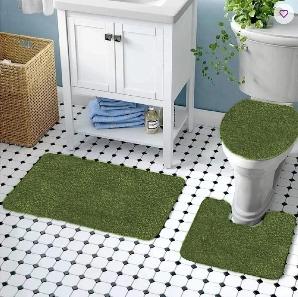 Juego de alfombras de baño "LIQUIDACIÓN" 3 piezas suave antideslizante tapa de inodoro cubierta alfombra de baño Foto 2 de 4