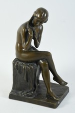 C45R55- Bronze Figurine Sitting Woman Nude
