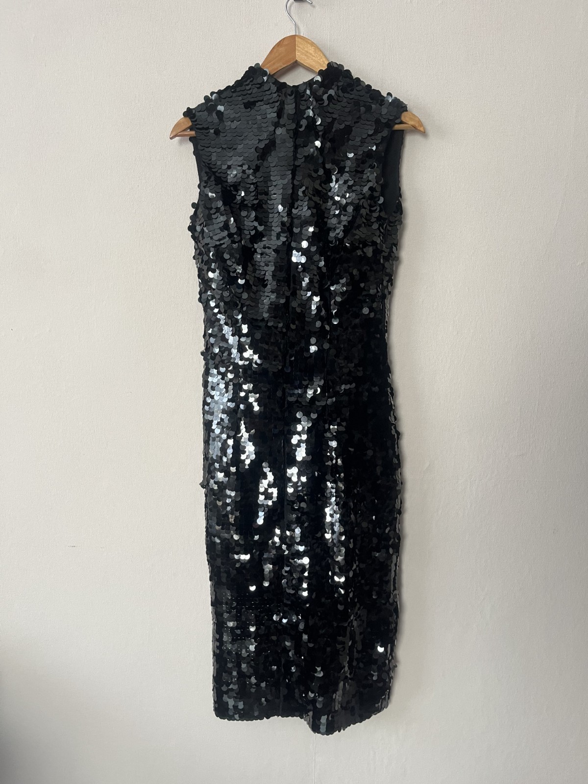 Emilia Wickstead Black Sequin Midi Dress UK 10 US 6 Cocktail Evening Party Desig