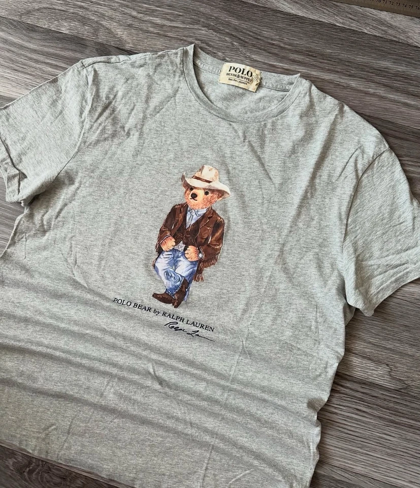 Винтажная мужская футболка Y2K Polo Ralph Lauren Bear ковбой размер XL - Изображение 2 из 4