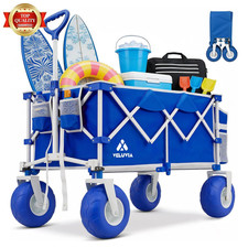 Beach Wagon with Balloon Wheels for Sand - 450LBS Heavy Duty Foldable All ......