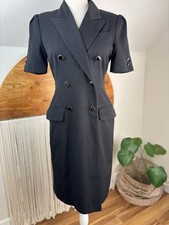 Vtg 90s KASPER for ASL Black Gold Power Suit Corpcore Wrap Jacket Dress Sz 6