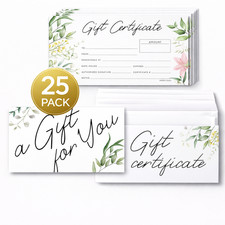 25 Blank Gift Certificates Envelopes -Small Business Floral Coupons