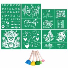 11 PCS Sunflower Silk Screen Stencils Self-Adhesive for Painting on Wood