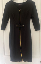 Ladies Gok for TU Black Wiggle Zip Dress Size 10 (8 12) Shape Body Con Lined VGC