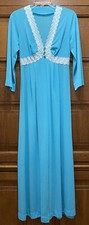 Vintage Sans Souci Long Sweep Robe Gown Turquoise Size 32