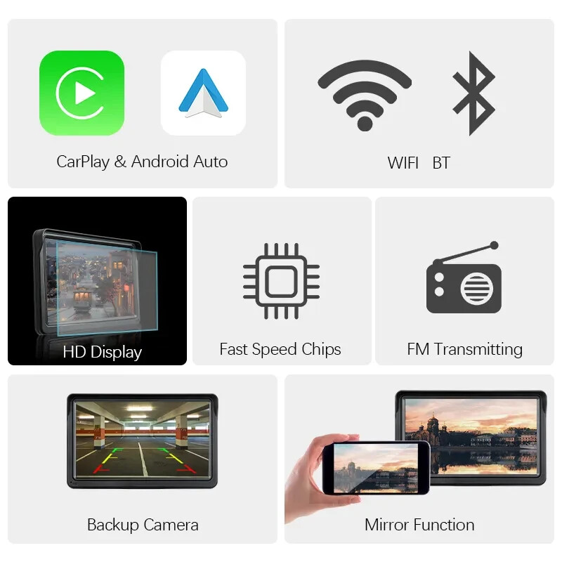 CarPlay Android Auto Lettore Video Touch Screen 7" USB Aux - Miniatura 6