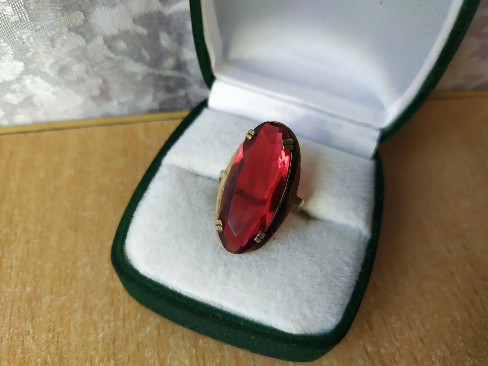 Vintage Elegant red stone ring SILVER Soviet USSR… - image 5