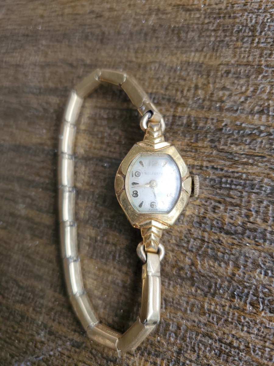 Belforte Mechanical Ladies Wrist Watch 10K GF Band:Speidel USA AS