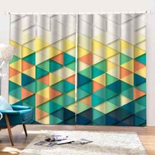 Triangular filled in differ colorsPrinting 3D Blockout Curtains Fabric Window