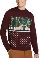 Paisley  Gray Men's Wild Stag Slim Fit Crewneck Sweater Size XXL NWT Wine Red
