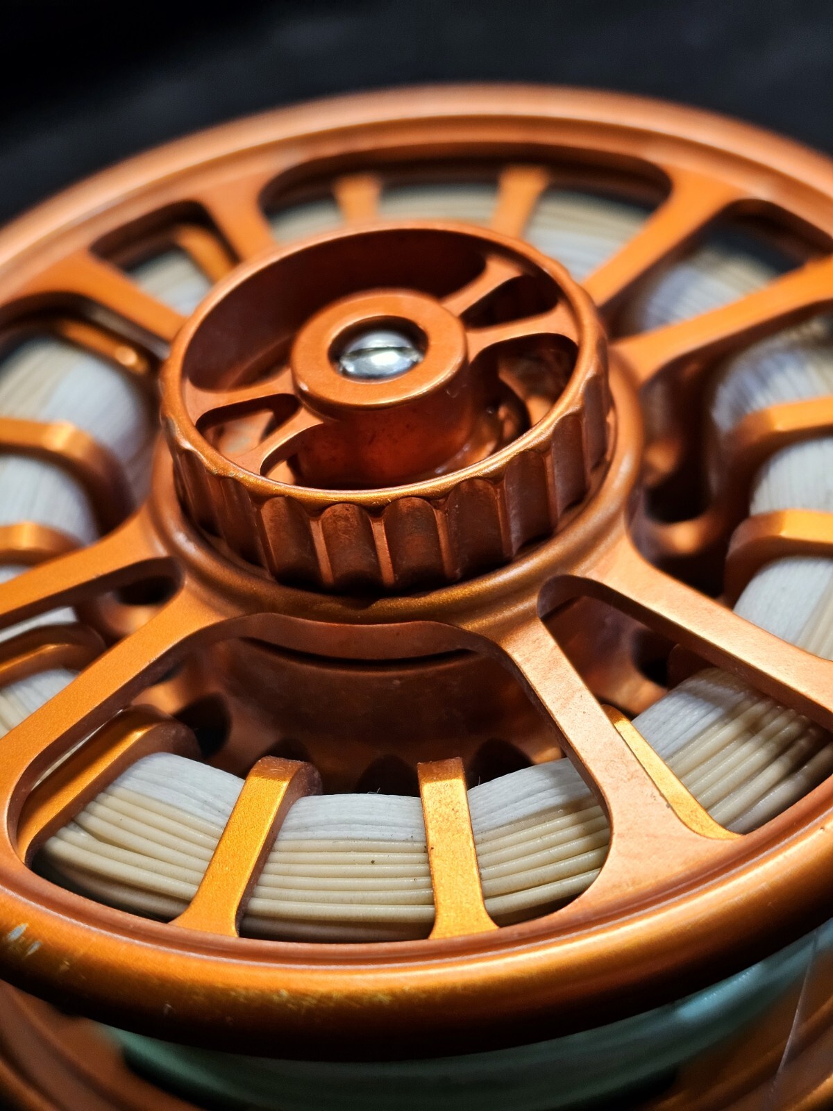 ORANGE GALVAN T-6 TORQUE FLY REEL, W/ LINE, RIGHT HAND, FREE SHIPPING