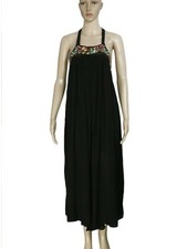 Urban Outfitters Kimchi Blue Beaded Embroidered Midi Halter Lace Black Dress S