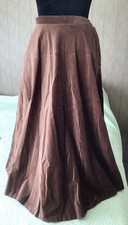 Vintage 1970s Brown Velveteen Campus Casual Mid Calf Skirt
