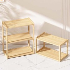Wood Storage Rack Counter Decor Cabinet Organizer Shelf Desktop Organizer