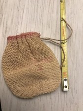 Vintage Estate Drawstring Pouch Purse Baby Doll Sized