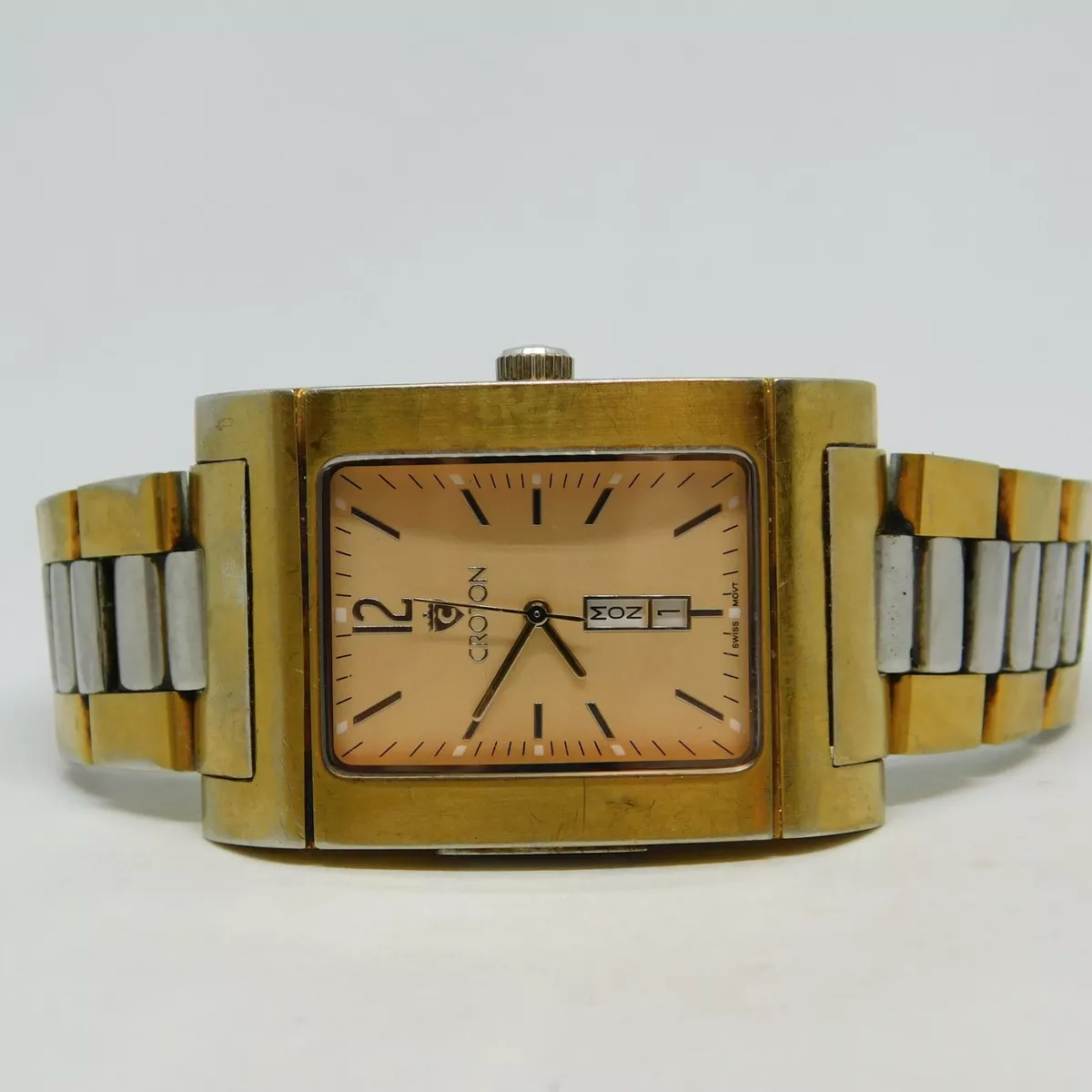 CROTON CR307948 Two Tone Quartz Analog Men s Watch Sz. 7 3 4