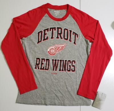 NEW YOUTH BOYS REEBOK NHL DETROIT RED WINGS LONG SLEEVE BASEBALL T