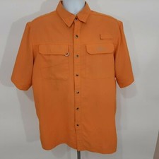Habit Mens Vented Fishing Shirt Sz L Orange Button Front QB22