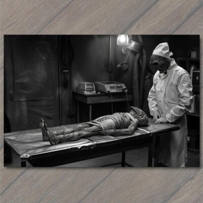 Art Print Alien Autopsy Vintage Vibe Strange Doctor Weird Creepy UFO Being Dead