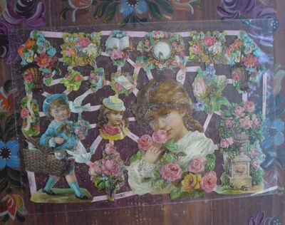Glanzbild Germany Oblate ef # 7231 Scrap Junge Mädchen Blume OVP Ernst Freihoff