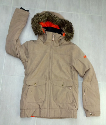 ROXY 34 XS WOMENS SNOW JACKET 10K LADIES SKI SNOWBOARD JACKET BROWN BEIGE  200 NEW