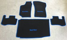 Autoteppich Kofferraum Set für Fiat Coupe + Turbo 1994-2000 schwarz blau 5tlg