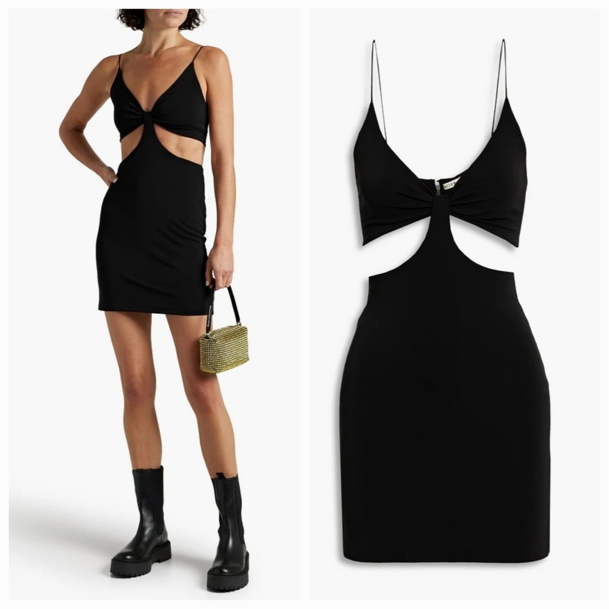 Alice + Olivia Havana Cutout Mini Dress, 6 / Black