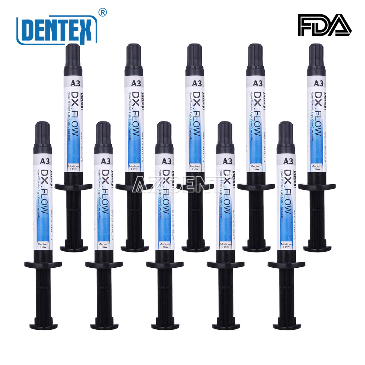 Dental Resin Medium Flow Flowable Light Cure Composite A3 DX.FLOW DENTEX 3g/PCS