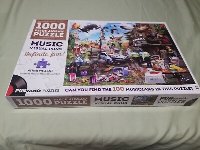 1000 Piece Jigsaw Puzzle Music Visual Puns Find 100 Musicians MINT