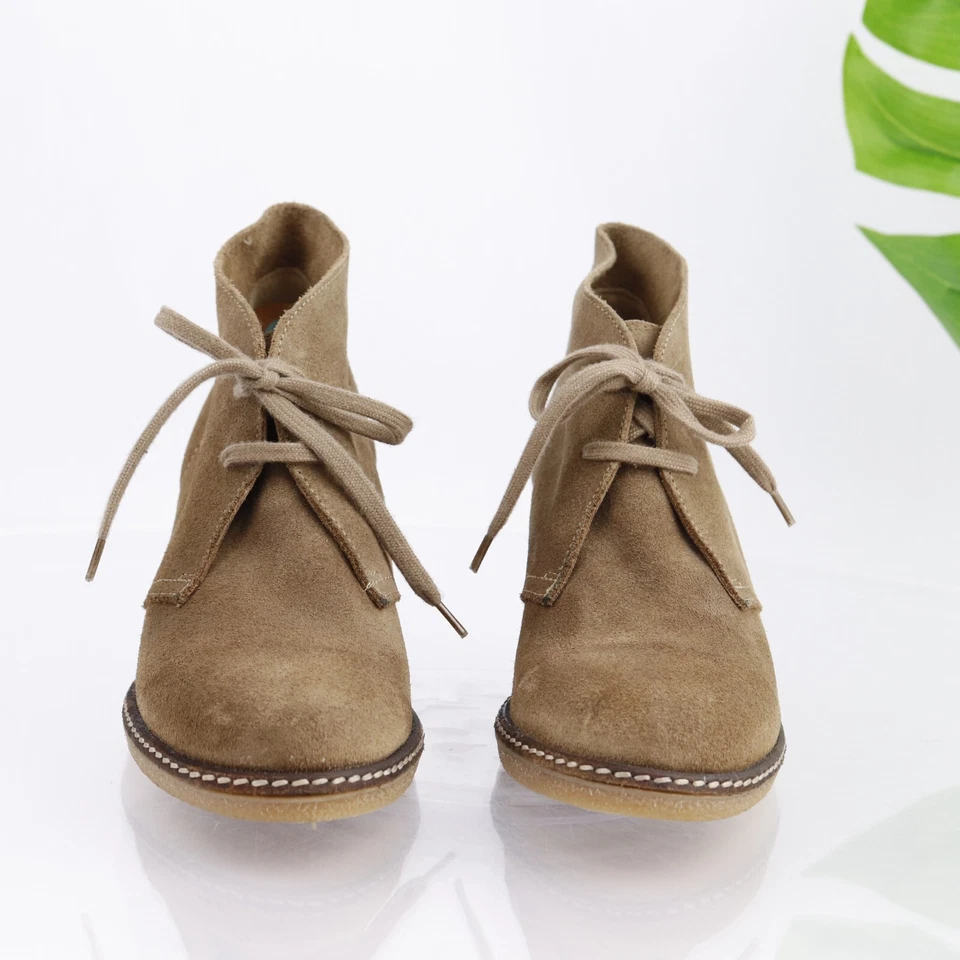 Bota McAllister J Crew para mujer talla 8 gamuza tostada tacón de cuña con cordones bota de desierto Foto 2 de 4