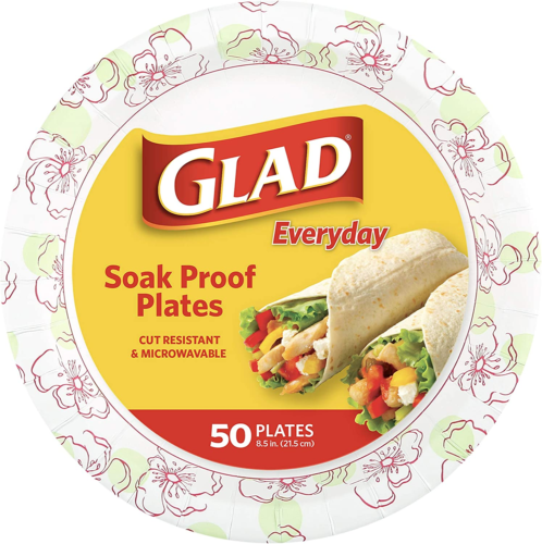 Glad Disposable Paper Plates for All Occasions | Round Soak Proof - Picture 1 of 10