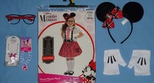 Disney Minnie Mouse Costume dress-Nerd-girls-4-6;8-10-ears-gloves-jewelry-LOT-7