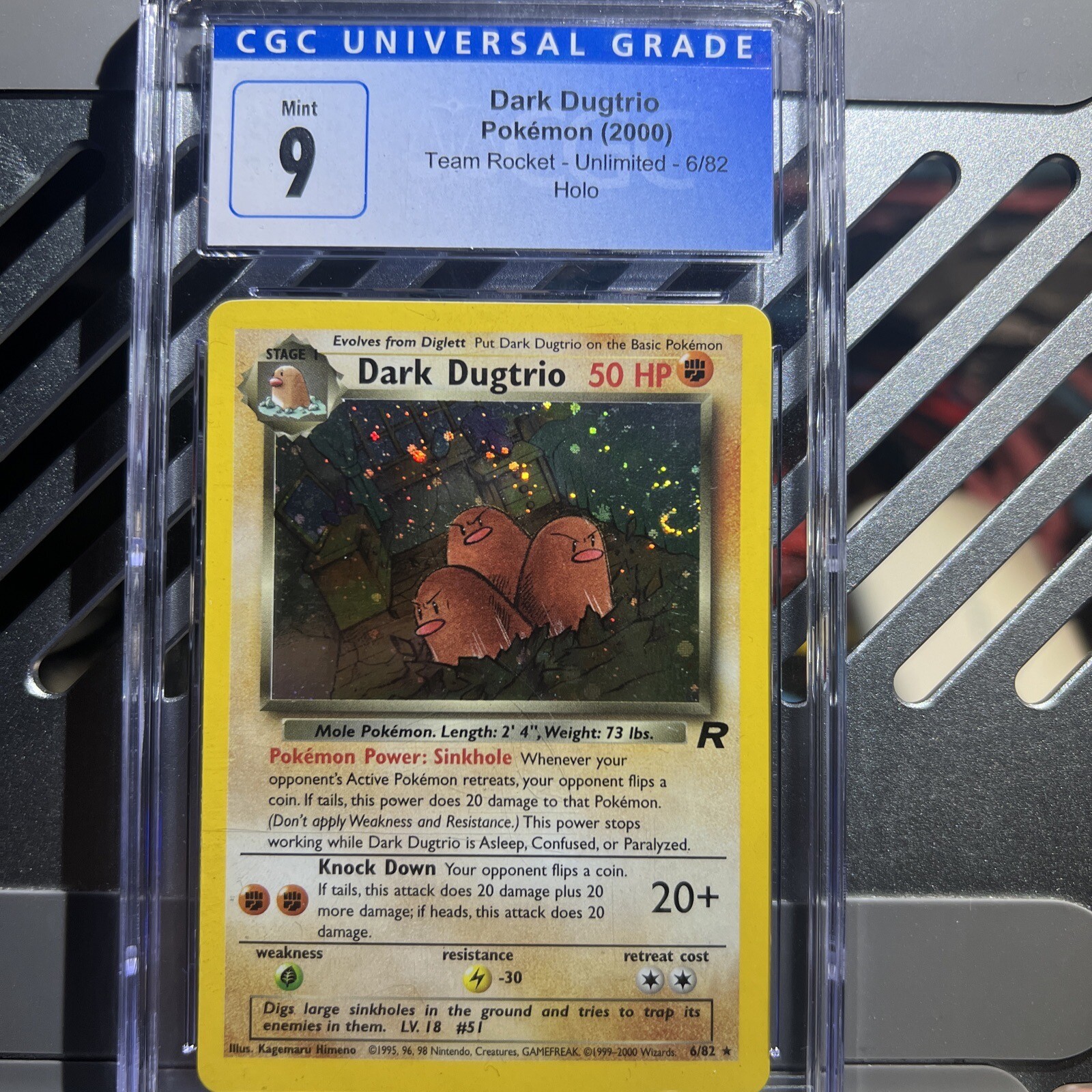 🔥🌀SWIRL🌀🔥DARK DUGTRIO 2000 POKEMON ROCKET 1ST EDITION HOLO #6/82 PSA 9 MINT