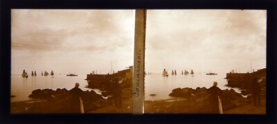 Bretagne. Concarneau. Boot. Meer. Figuren. Finistère. Stereoansicht auf Glas 6x13.