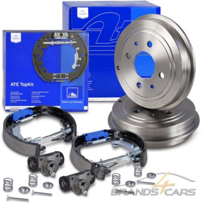 ATE 2x BREMSTROMMEL+TOPKIT BREMSBACKENSATZ HINTEN FÜR FIAT 500 PANDA 169 FORD KA