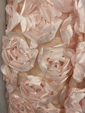 Peach Satin Bridal Petal Rosette on mesh Fabric 52" Wide Sold By The Yard