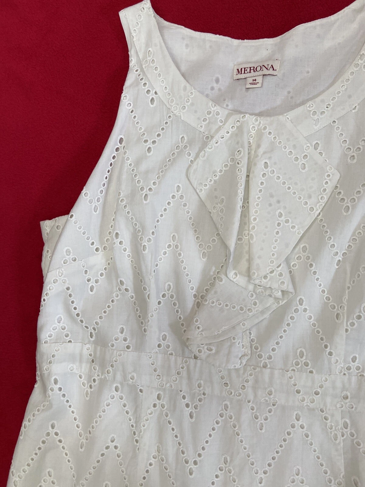 OFF WHITE Abito donna OFF WHITE EYELET Merona avorio cotone occhiellato cambio taglia 14