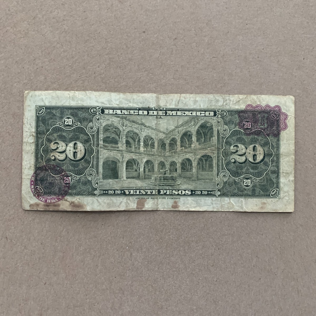 Mexican 20 Pesos Banco de Mexico Currency Paper Money American