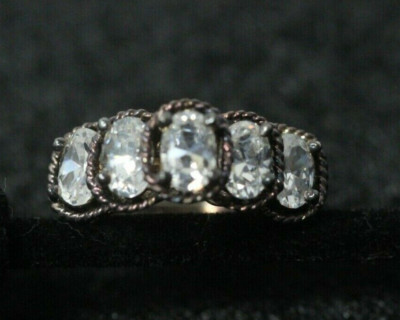 Victoria Townsend DBJ Sterlingsilberring oval Facettenschliff klarer Stein Größe 5,75