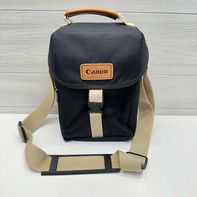 Canon Camera Shoulder Gadget Bag Vintage Black Canvas With Adjustable Strap 