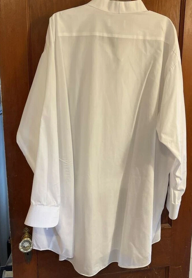 Camisa Chaplin Para Hombres Esmoquin Botón Frontal Blanca Cuello Bandado Plisado 5XL 36-37 Nueva Foto 3 de 4