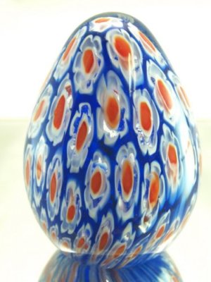 M Design Art Glass Mouth Blown Rainbow Sapphire Mix Millefiori  Paperweig...