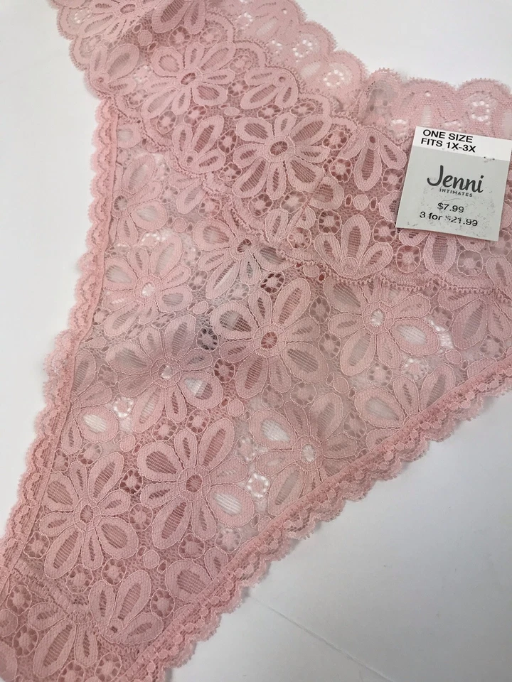 Jenni Intimates Lote de 4 Bragas Talla Grande 1X 2X 3X Tanga Rosa Encaje Nuevo Foto 3 de 4