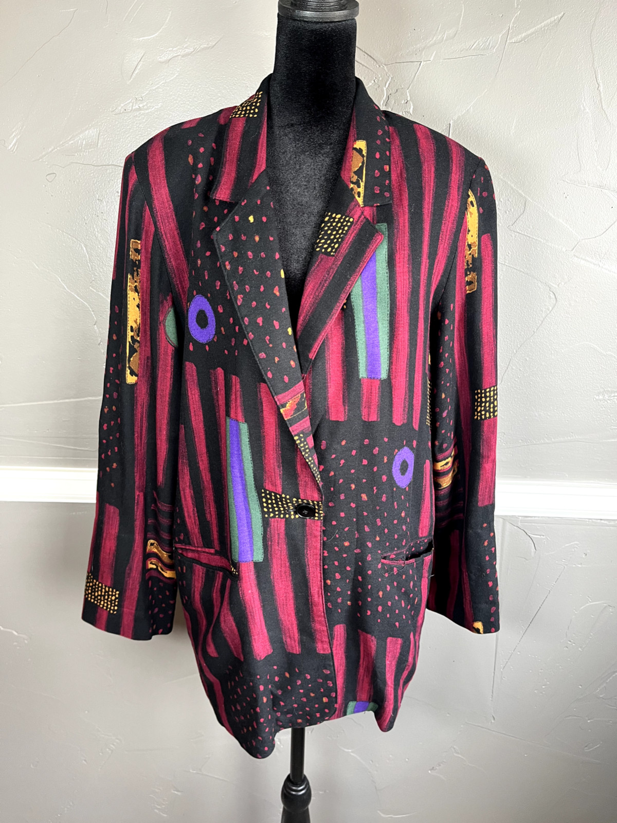Vintage Casual Corner Women's Size M Colorful Lightweight Rayon Blazer Jacket