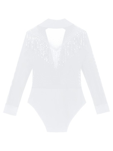 Mens Latin Tango Dance Costume Sequined Tassels Rhinestones Bodysuit with Pants - Picture 38 of 219