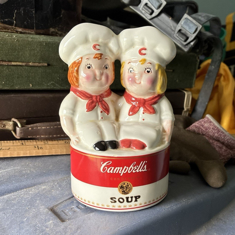 Campbell's Soup Kids Ceramic Figurine Canister Holder 1988 - Red White