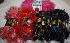 5 Skeins, Lion Brand, Fancy Fur  & Fancy Stri...