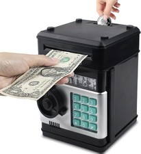 Piggy Bank, Electronic Password Code Money Bank ATM Bank Box Coin Bank Black 