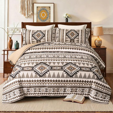Brown King Size Comforter Set   3 Piece Boho Aztec Western Bedding Sets, Soft Li